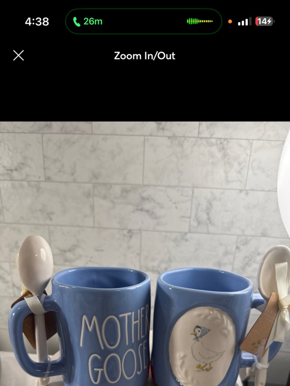 Rae Dunn Mother Goose Mug Blue Double Sided Spoon Farmhouse Cottagecore
